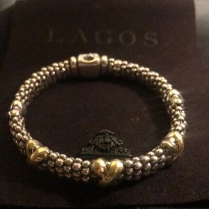 Lagos Caviar two toned  925 750 marked 18k and sterling silver bracelet. HEAVY.